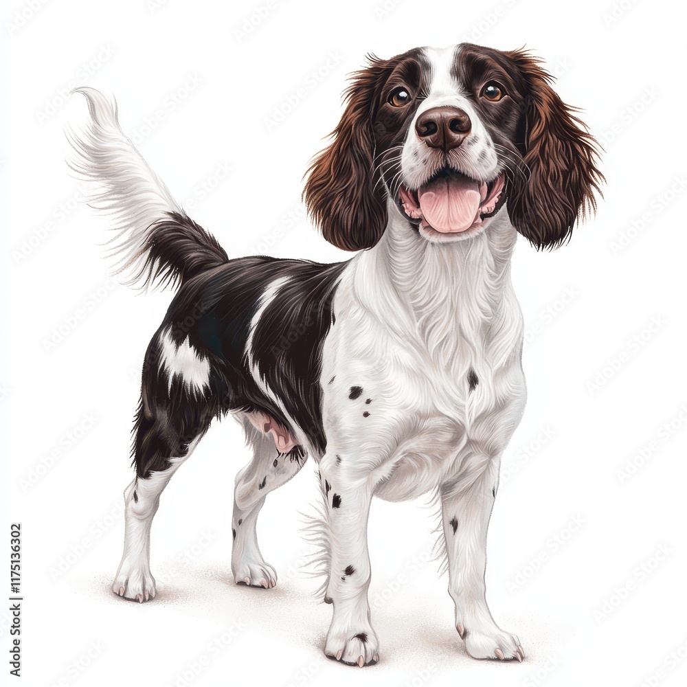 Fototapeta premium Playful Spaniel Dog Standing Joyfully with Happy Expression
