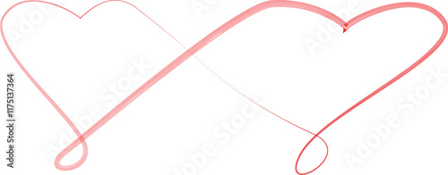 Two intertwine hearts. Love Symbol .Vector Curved Lines . Eternity love. Two heart  symbol in chain  .Design Element  . Used as Banner . Template , endless Logo .