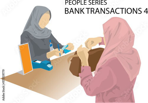 two woman has transaction at the bank