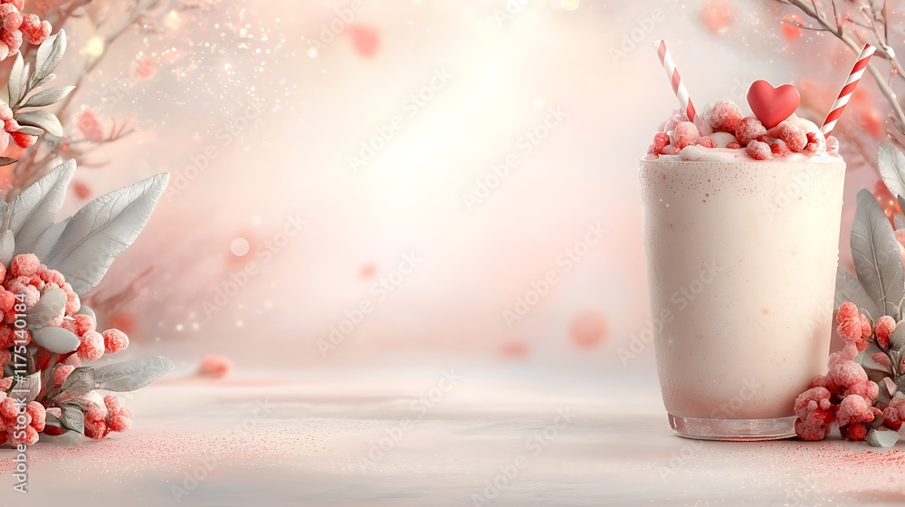 Romantic Valentine's Day Milkshake - Minimalism Romantic Valentine's Day Milkshake - Minimalism
