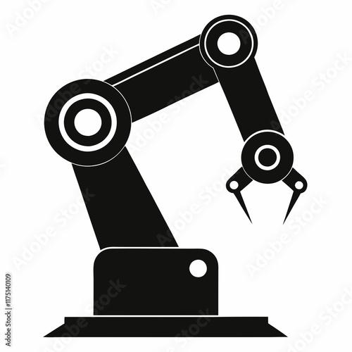 Industrial Robot Arm Silhouette Vector