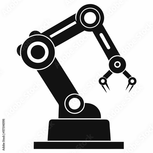 Industrial Robot Arm Silhouette Vector