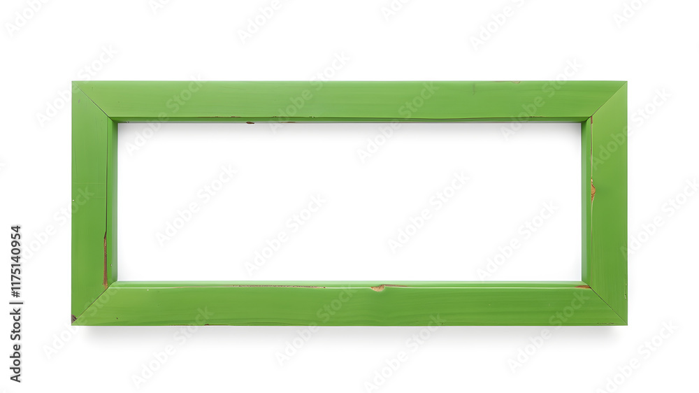 Green wooden frame on white background. Generative AI Green wooden frame on white background. Generative AI