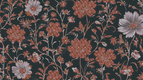 Bild auf Leinwand Modern Floral and Leafy Texture for Fabric Prints