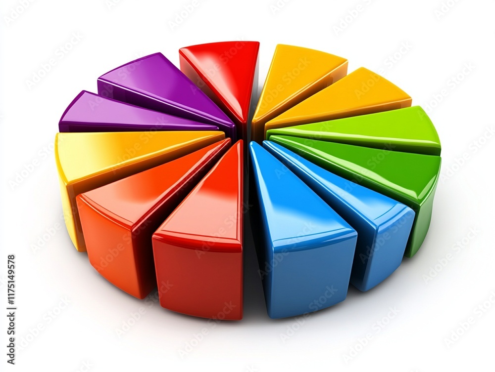 Obraz premium Colorful 3D pie chart segments
