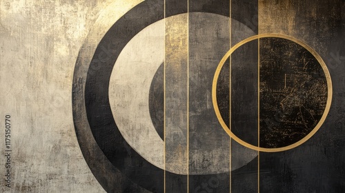 Abstract Circular Design with Gold Accents and Textured Background