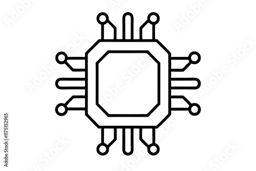 AI Chip Silhouette Icon on White Background - Technology Design Element