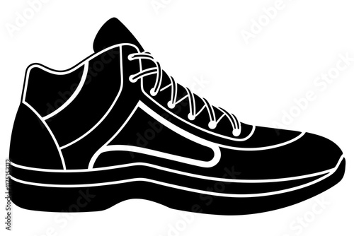 Basketball Footwear Side Profile Silhouette Icon on White Background - Energy in Motion