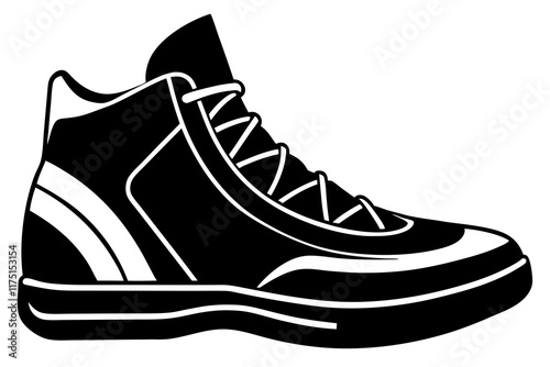 Basketball Footwear Side Profile Silhouette Icon on White Background - Energy in Motion