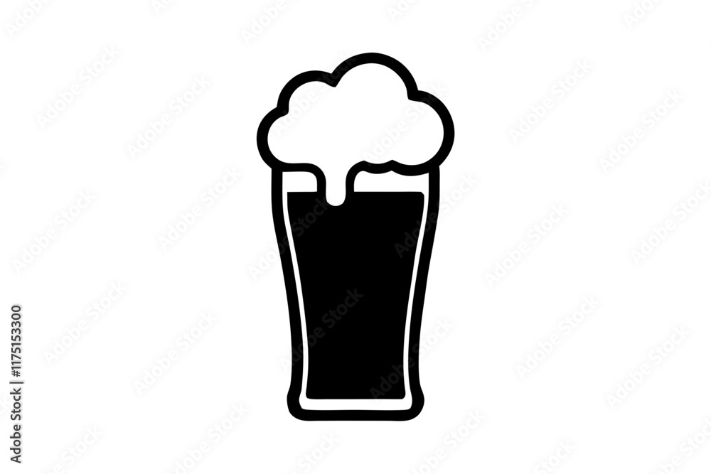 Beer Icon Silhouette on White Background - Classic Beverage Design Beer Icon Silhouette on White Background - Classic Beverage Design