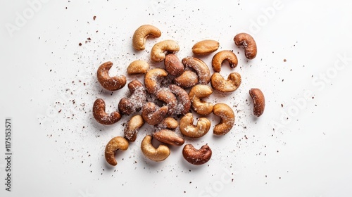 Salted cashew nuts isolated on white background