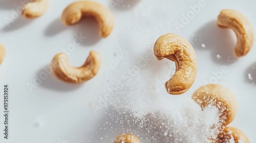 Salted cashew nuts isolated on white background