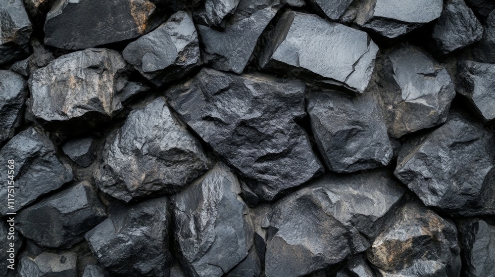 Textured Black and Grey Stone Wall with Anthracite and Concrete Elements Textured Black and Grey Stone Wall with Anthracite and Concrete Elements