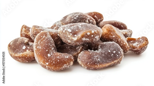 Salted cashew nuts isolated on white background