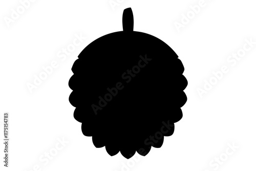 Black Grape Silhouette Line Icon on White Background