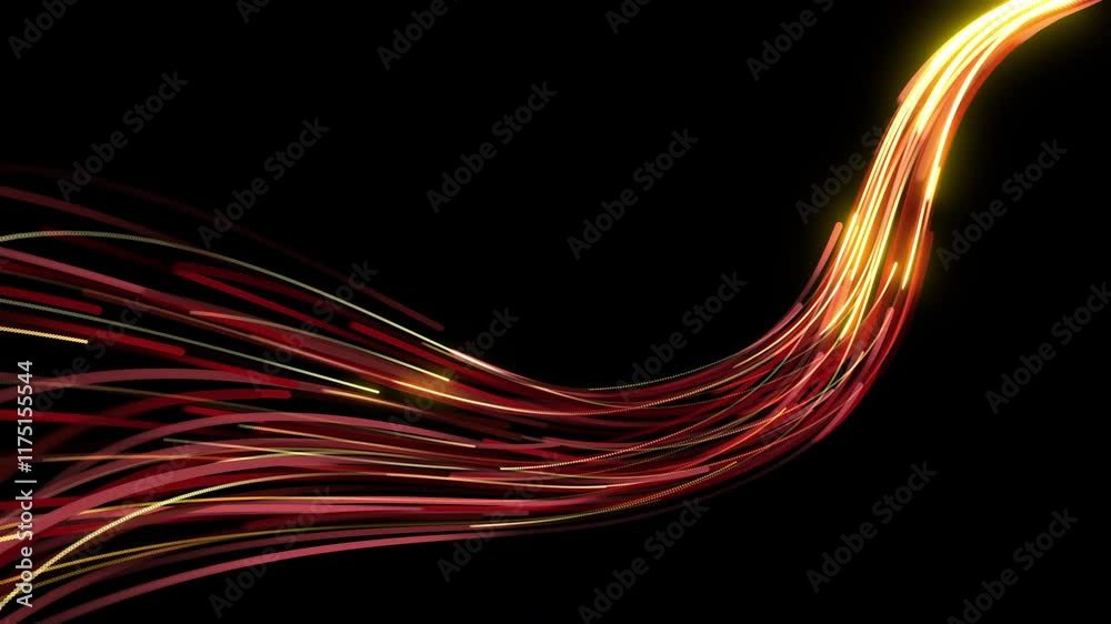 golden red flowing lines streaks light background