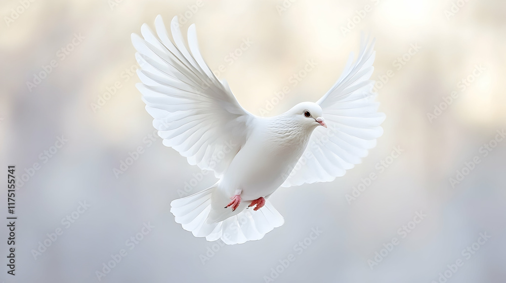 white dove in flight on white background. white dove in flight on white background.