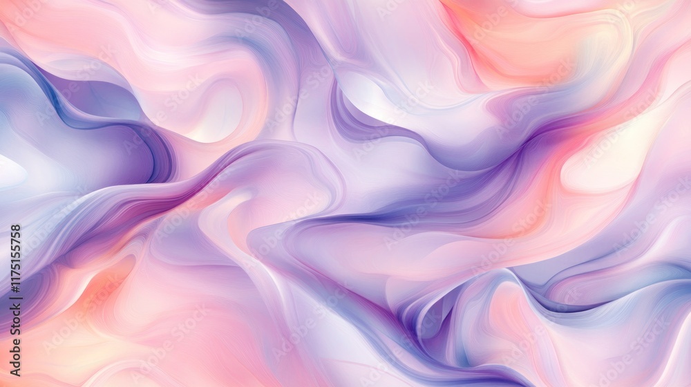 Fototapeta premium Abstract pastel swirls, fluid marble texture, soft color waves, dreamy background.
