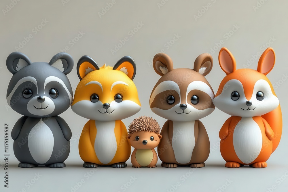 3dstyle safari animal set features a bear raccoon fox hare squirrel hedgehog and deer each character brimming with charm and personality isolated against a neutral background 3dstyle safari animal set features a bear raccoon fox hare squirrel hedgehog and deer each character brimming with charm and personality isolated against a neutral background