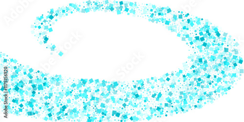 Playful summer party sparkling blue confetti scattered vector design. Popping cubes. Decorative turquoise stardust texture vector background.