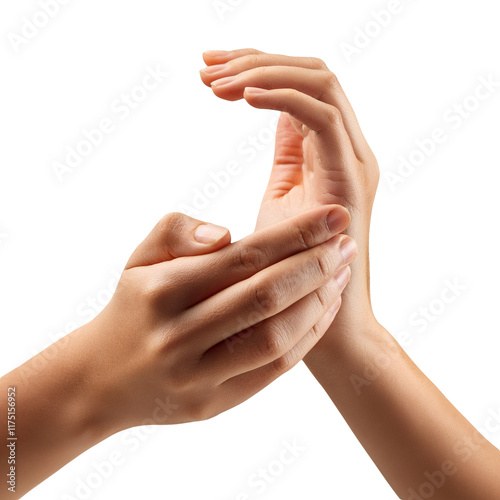 Tapping EFT karate chop point. Hands isolated on transparent background.