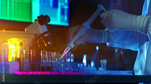A scientist in a lab coat u...