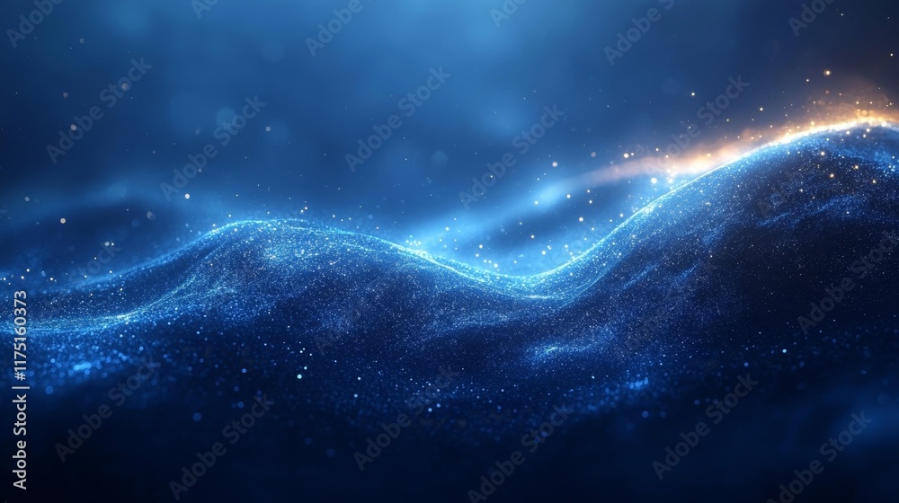 Fototapeta premium Blue Energy Wave on Dark Background. Generative AI