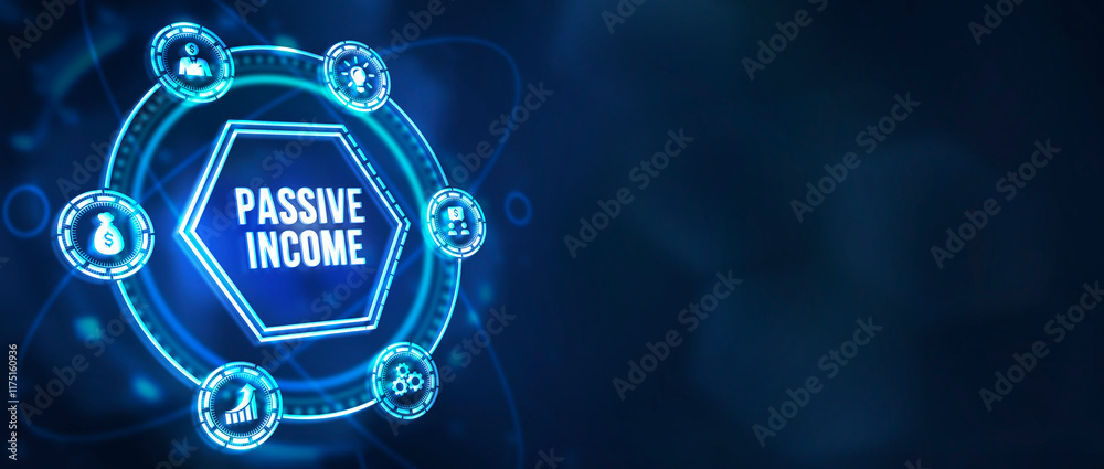 Obraz premium Internet, business, Technology and network concept. Passive income business concept. 3d illustration