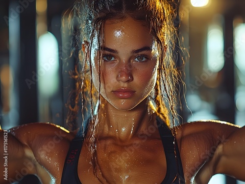 The fitness enthusiast s unwavering commitment to strength and wellness embodied in a focused gym portrait long title This captivating portrait photo