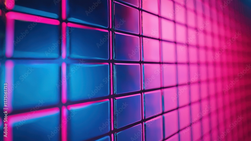 Abstract Grid Pattern in Neon Pink and Blue Hues Abstract Grid Pattern in Neon Pink and Blue Hues
