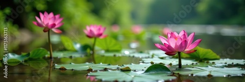 Blooming water lotus flowers growing in the muddy banks of the Volga river delta, wetland, aquatic life, bloom