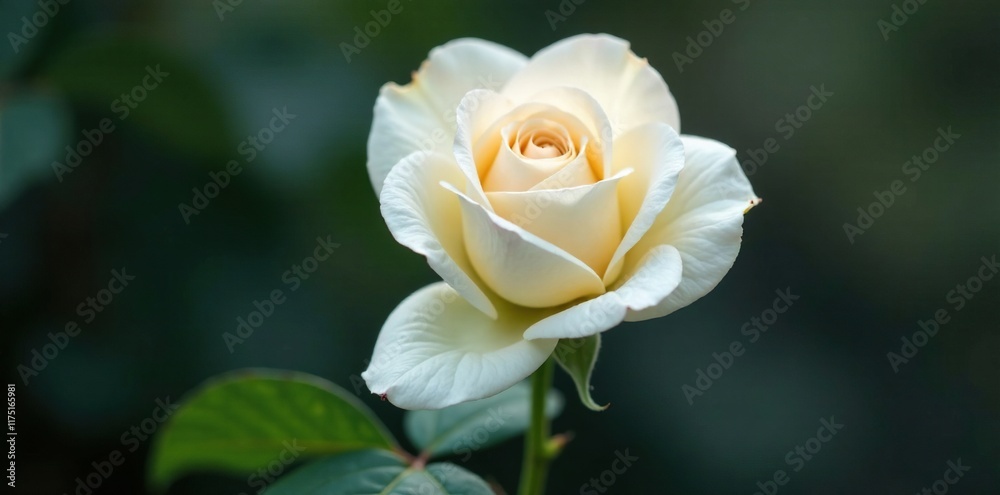 Delicate rose petals unfolding from a white flower stem, delicate, organic, white Delicate rose petals unfolding from a white flower stem, delicate, organic, white