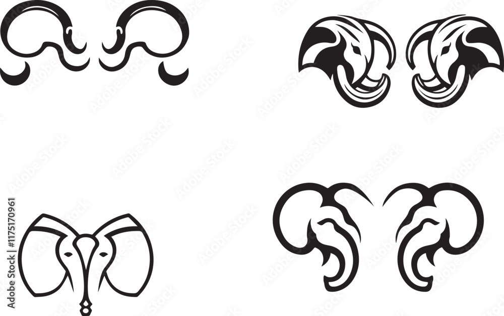 Obraz premium Abstract Elephant and Tribal Design Vector Graphics