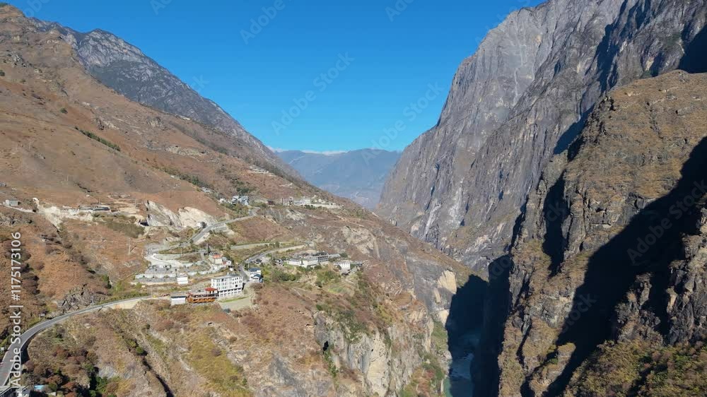 Aerial view of Tiger Leaping Gorge in Yunnan Province Aerial view of Tiger Leaping Gorge in Yunnan Province