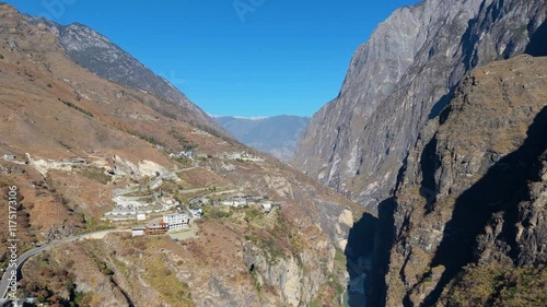 Aerial view of Tiger Leaping Gorge in Yunnan Province