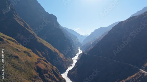 Aerial view of Tiger Leaping Gorge in Yunnan Province