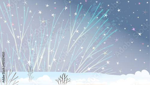 Winter frozen abstract background scenery covered with snow. Christmas or New Year snowy background. Snowfall landscape with empty space. Christmas greeting card. Pastel colored Vector illustration.