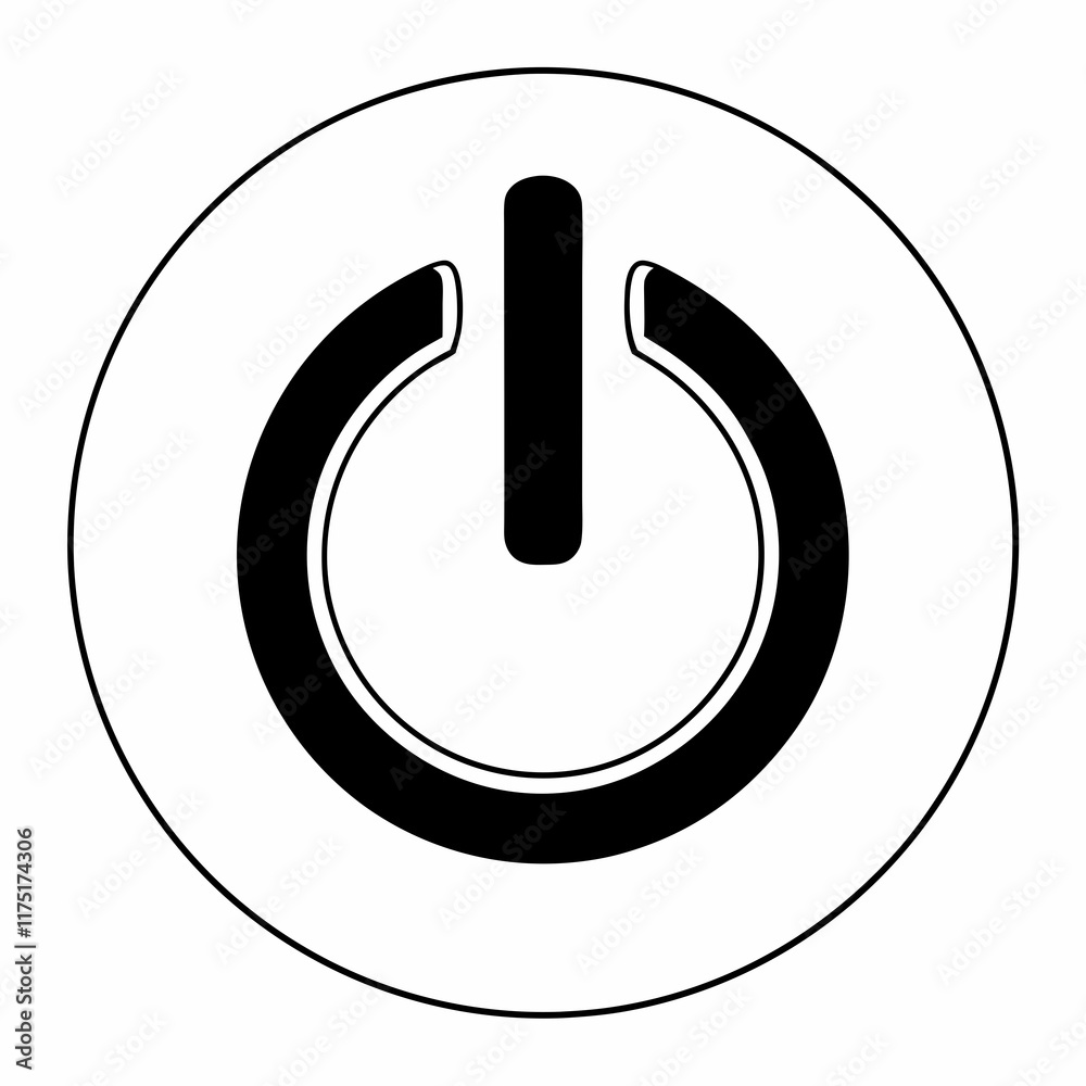 Power Button Black Silhouette Vector Power Button Black Silhouette Vector