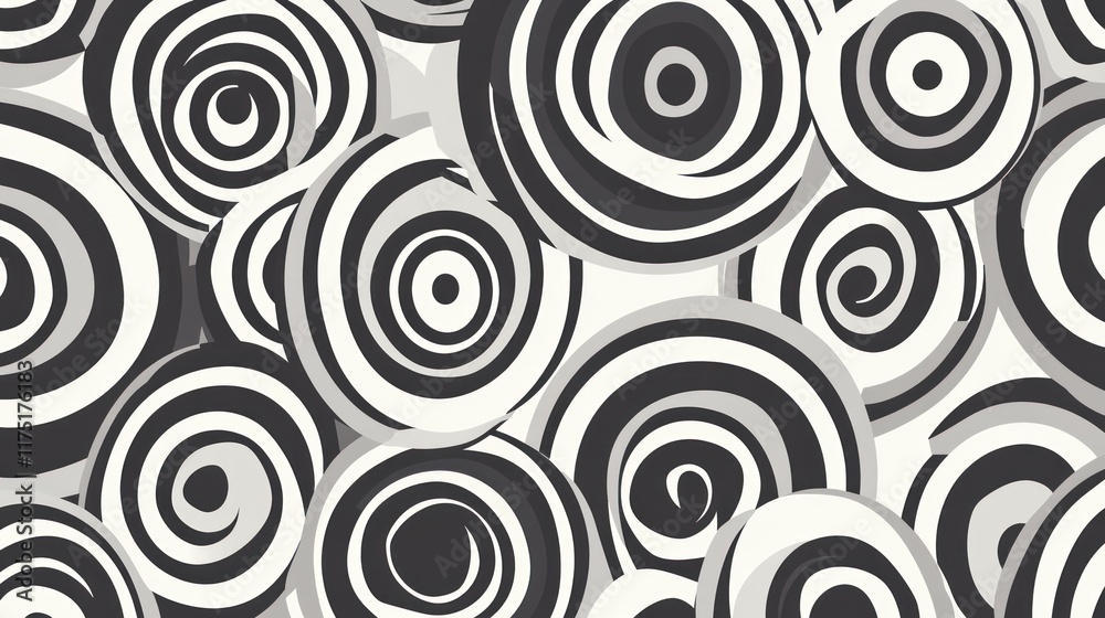 Abstract grayscale swirling circles pattern. Abstract grayscale swirling circles pattern.