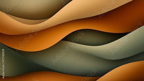 Abstract background with wavy layers in earthy tones.  Warm oranges and cool greens create a visually interesting pattern.