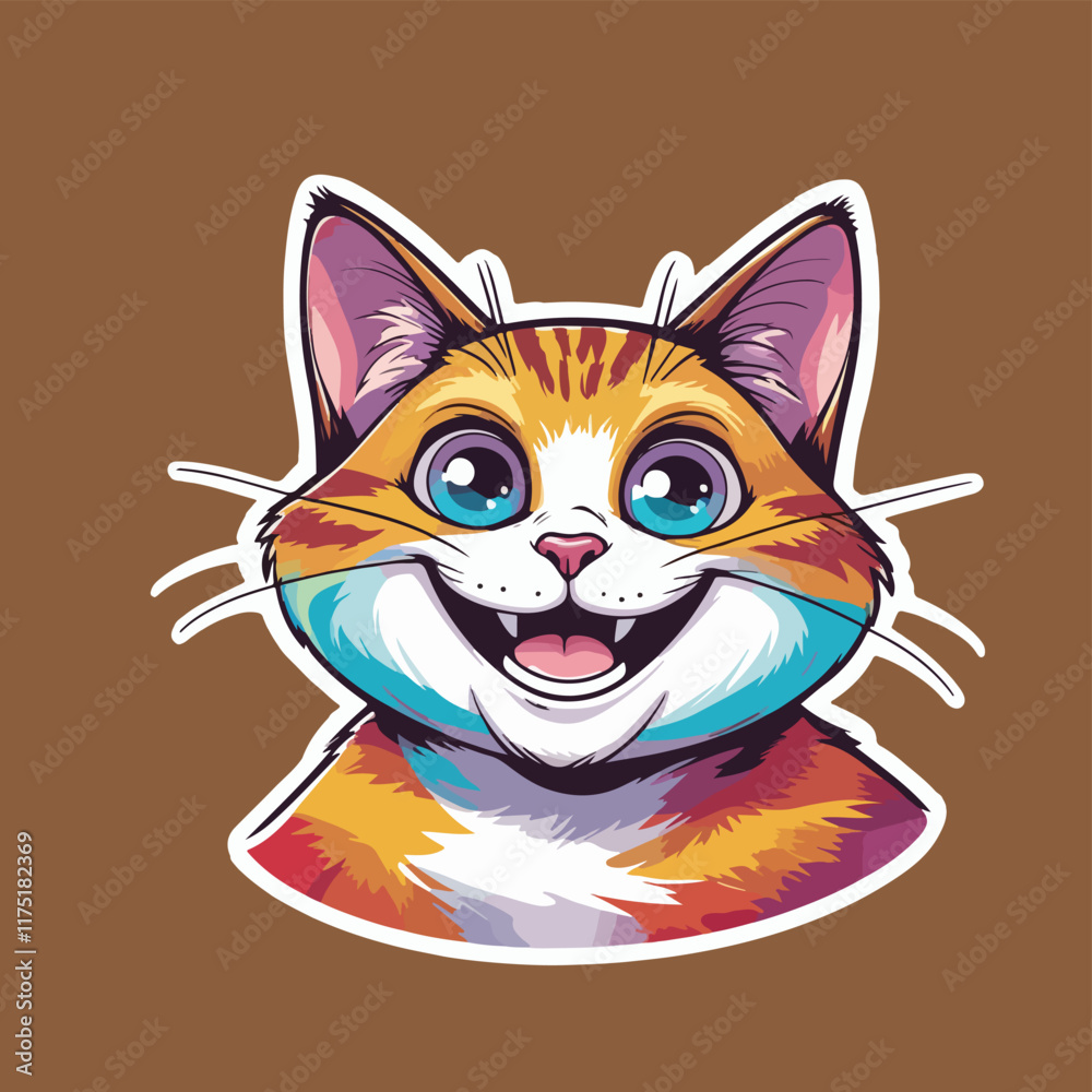 Fototapeta premium creative funy cat sticker AI file'