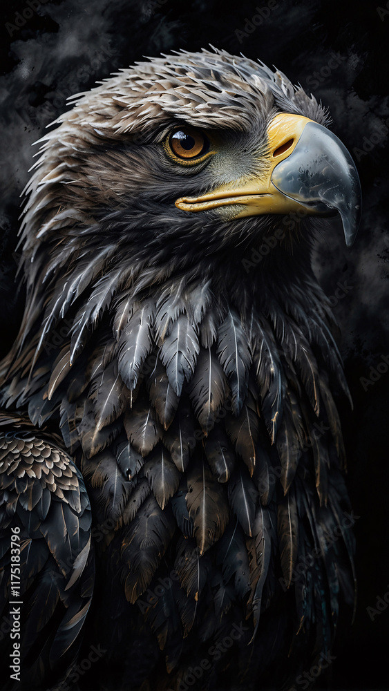 Obraz premium Majestic close up of a strong beak eagle professionally shot with dark background and expert lighting techniques