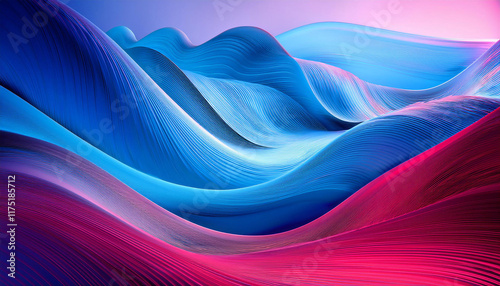 abstract waves in blue and crimson colors