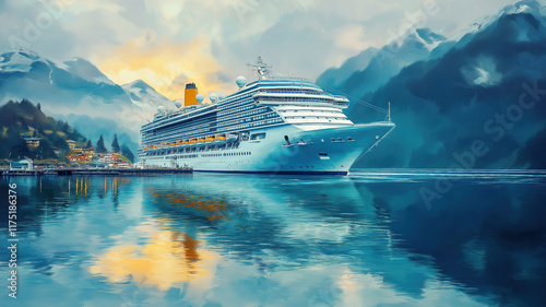 Wallpaper Mural Majestic cruise ship at the harbor in juneau alaska framed by breathtaking alaskan scenery Torontodigital.ca