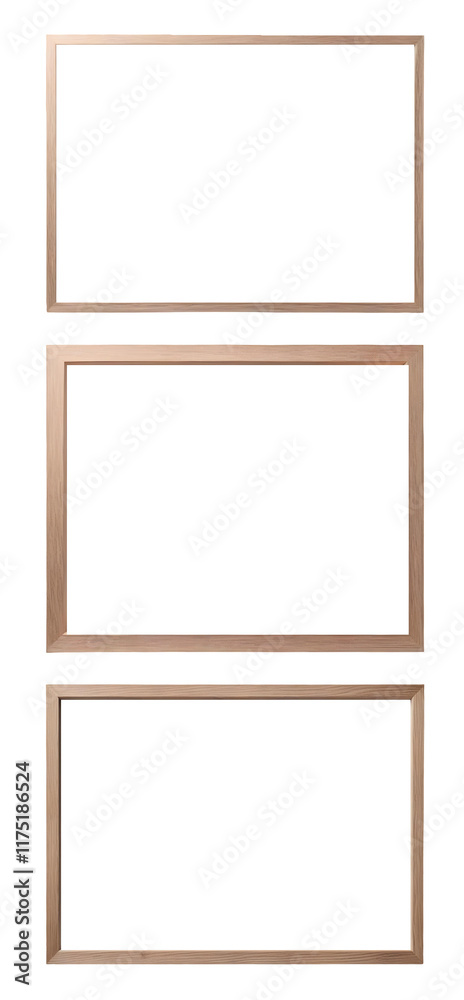 Fototapeta premium Set of various wooden frames isolated on transparent background, template