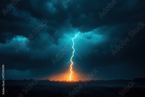 Lightning strikes illuminate the dark sky during an intense storm at dusk