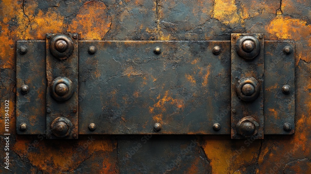 Industrial Rusty Metal Plate with Bolts. Generative AI Industrial Rusty Metal Plate with Bolts. Generative AI