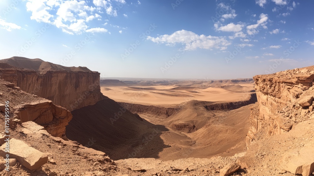 Naklejka premium Arid Landscape Viewed From Clifftop Showing Desert Expanse