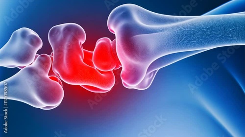 Painful Joint: A close-up of a human elbow, rendered in a 3D model, highlights the inflammation and pain associated with joint conditions.