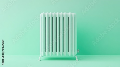 Wallpaper Mural Energy-efficient oil heater placed on a soft mint green background, clean and minimal. Torontodigital.ca